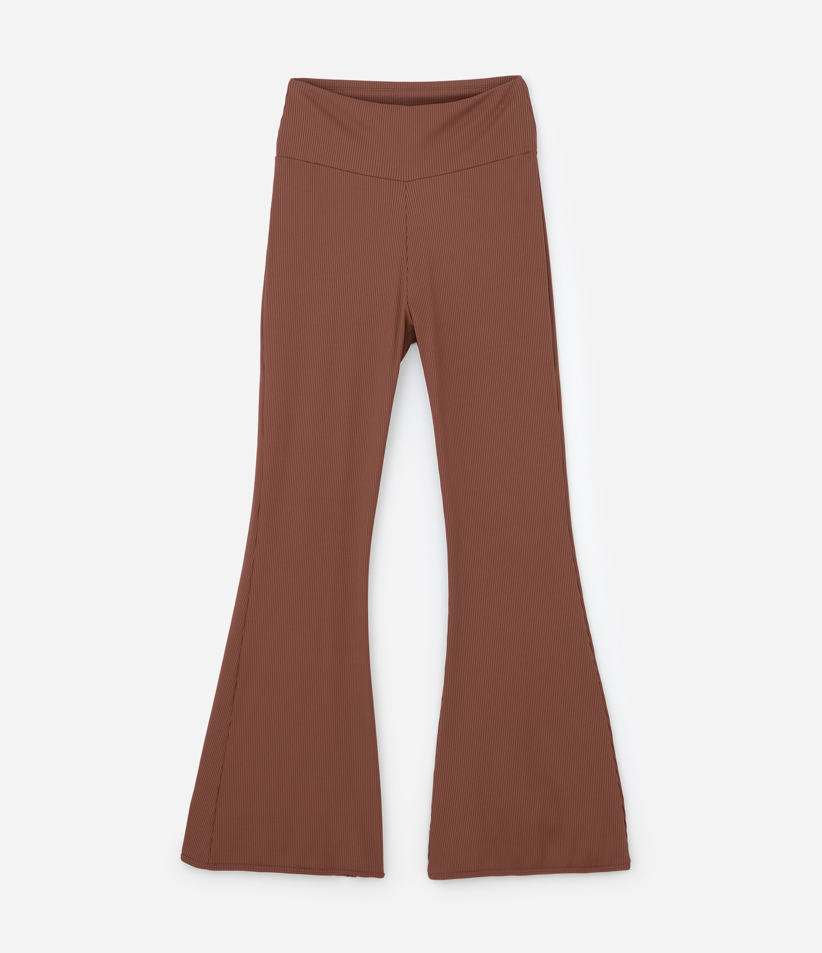 Calça Esportiva Wide Flare Canelada Curve & Plus Size Marrom 5