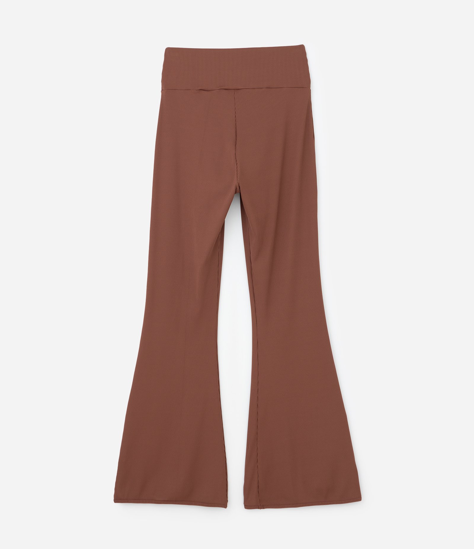 Calça Esportiva Wide Flare Canelada Curve & Plus Size Marrom 6