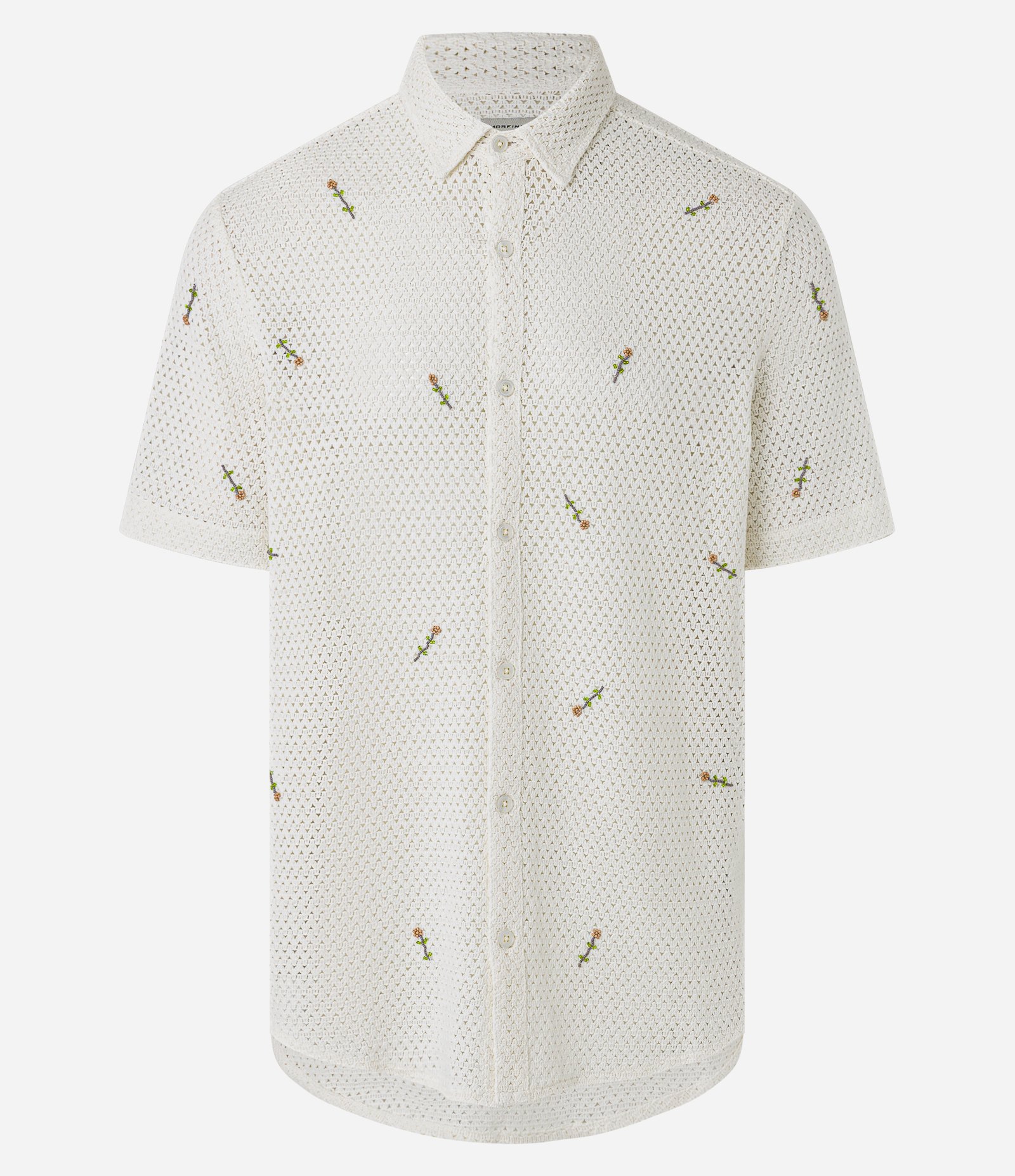 Camisa com Bordado de Flor e Texturizada Branco 1