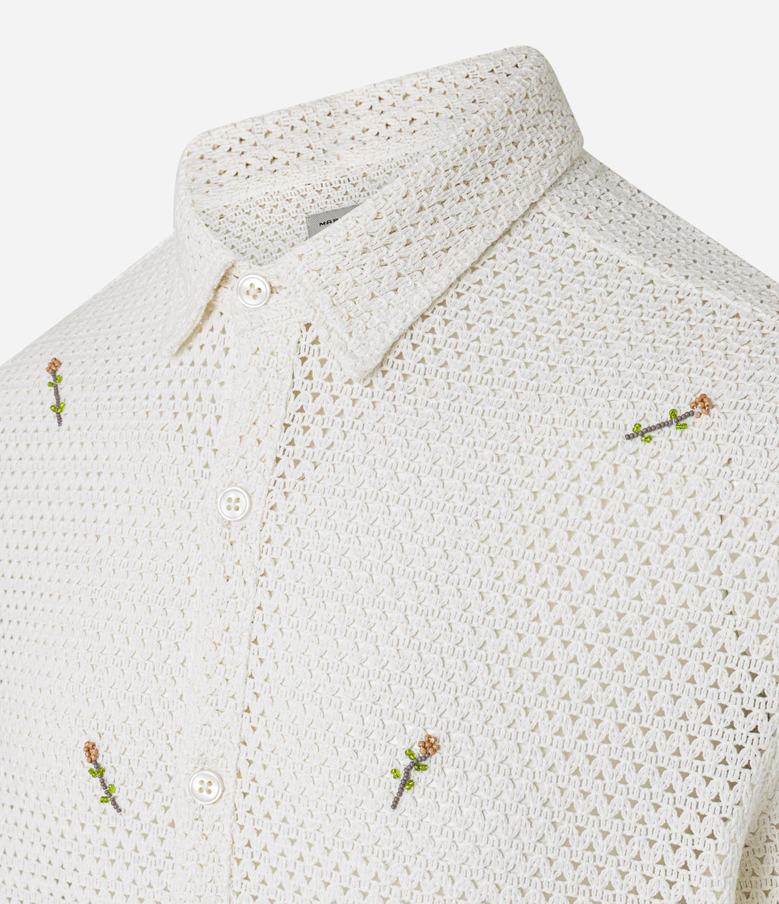 Camisa com Bordado de Flor e Texturizada Branco 2