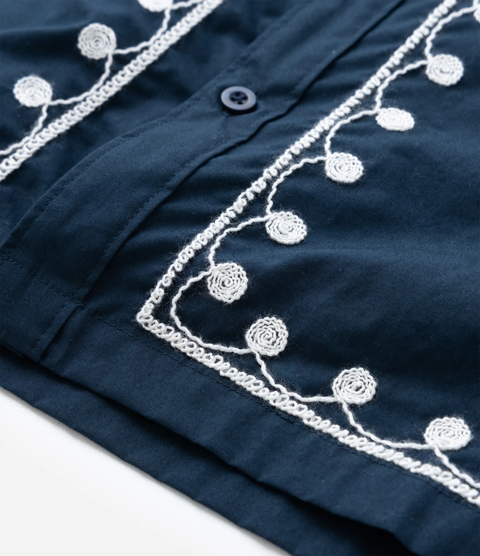 Camisa Comfort com Estampa Bordada Floral Azul 10