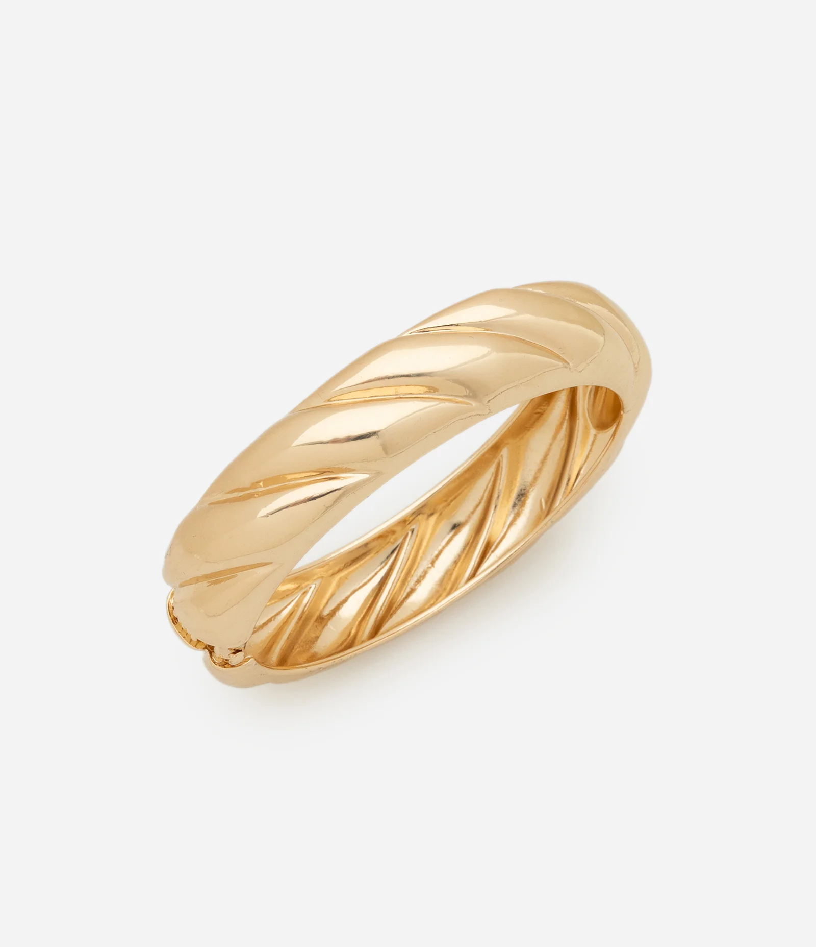 Bracelete Rígido em Metal com Textura Dourado 1