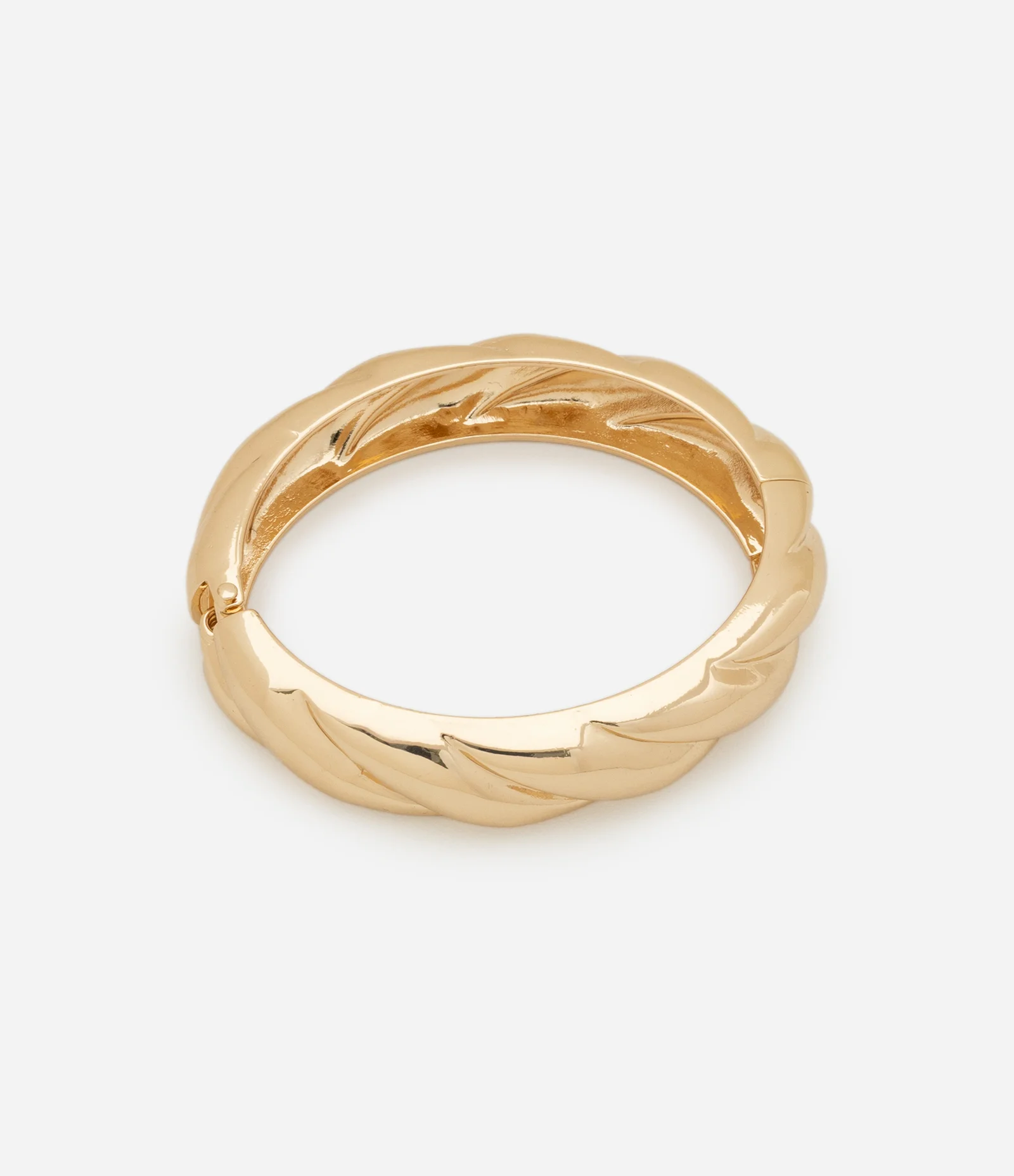 Bracelete Rígido em Metal com Textura Dourado 2