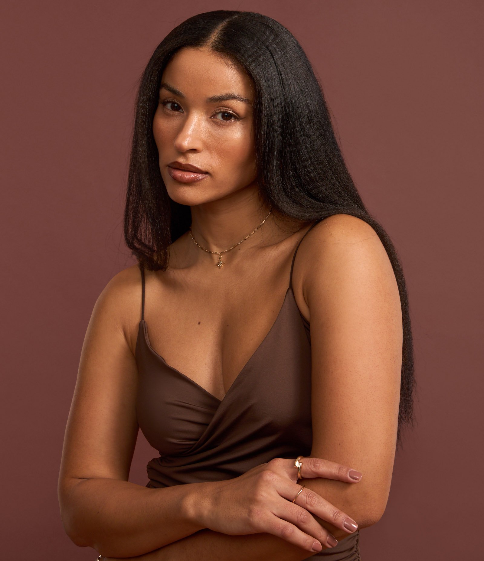 Vestido Curto em Jersey com Decote Transpassado Marrom 4