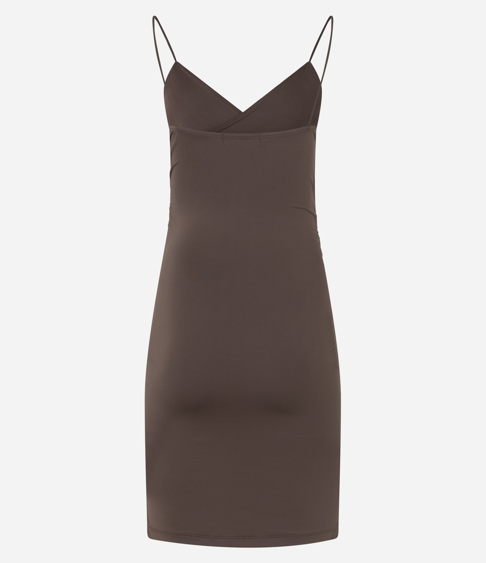 Vestido Curto em Jersey com Decote Transpassado Marrom 6