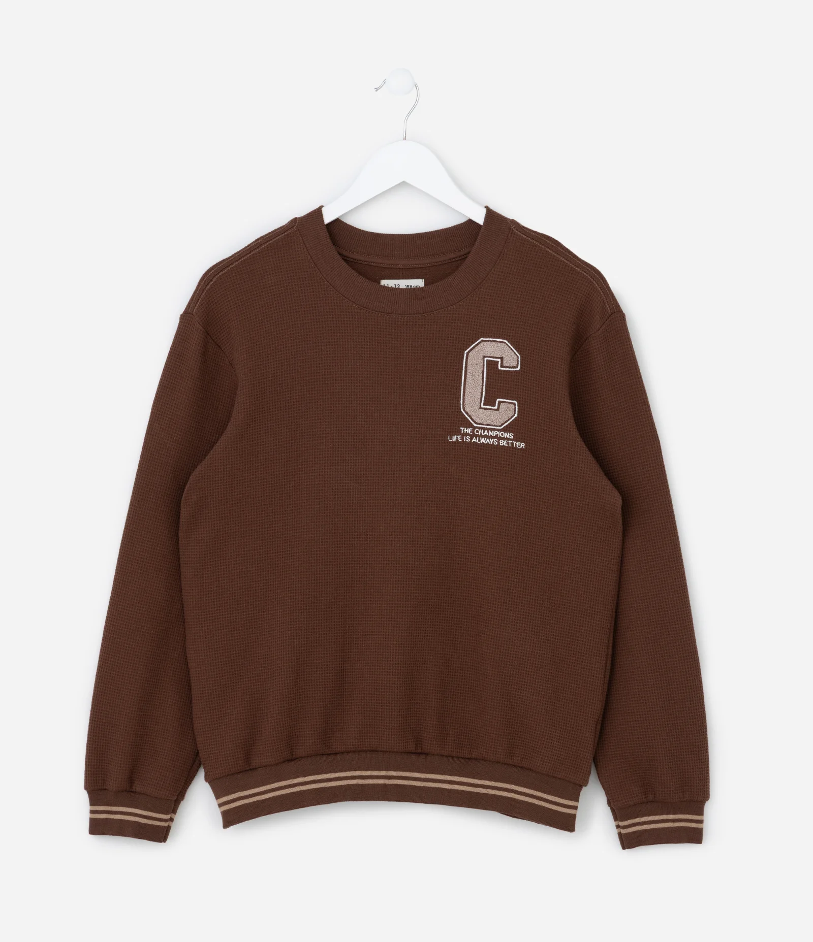 Moletom Texturizado e Quentinho com Detalhe nos Punhos e Barra - Tam 5 a 14 anos Marrom 1