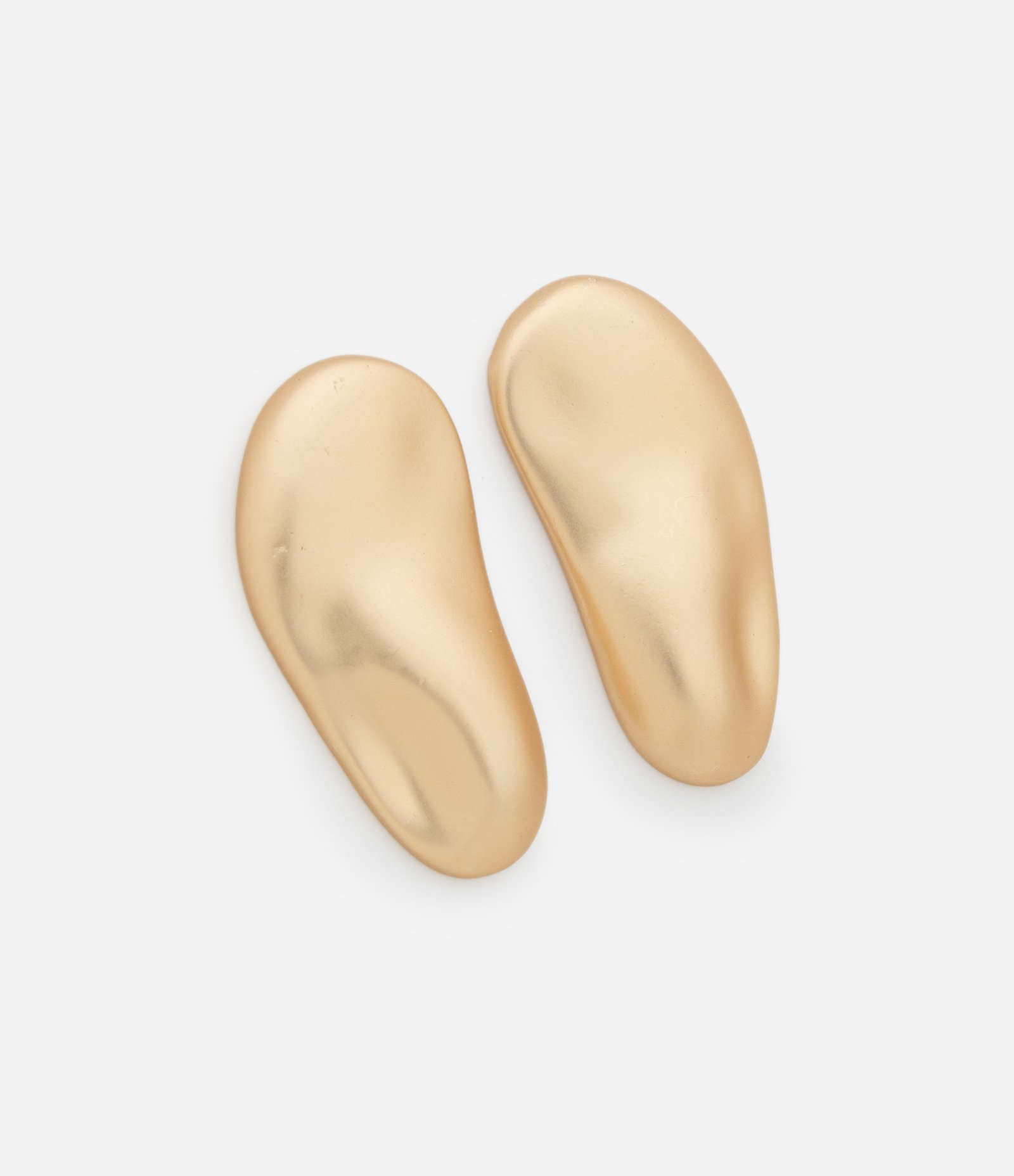 Brinco Botão Médio Fosco com Forma Orgânica Dourado 2