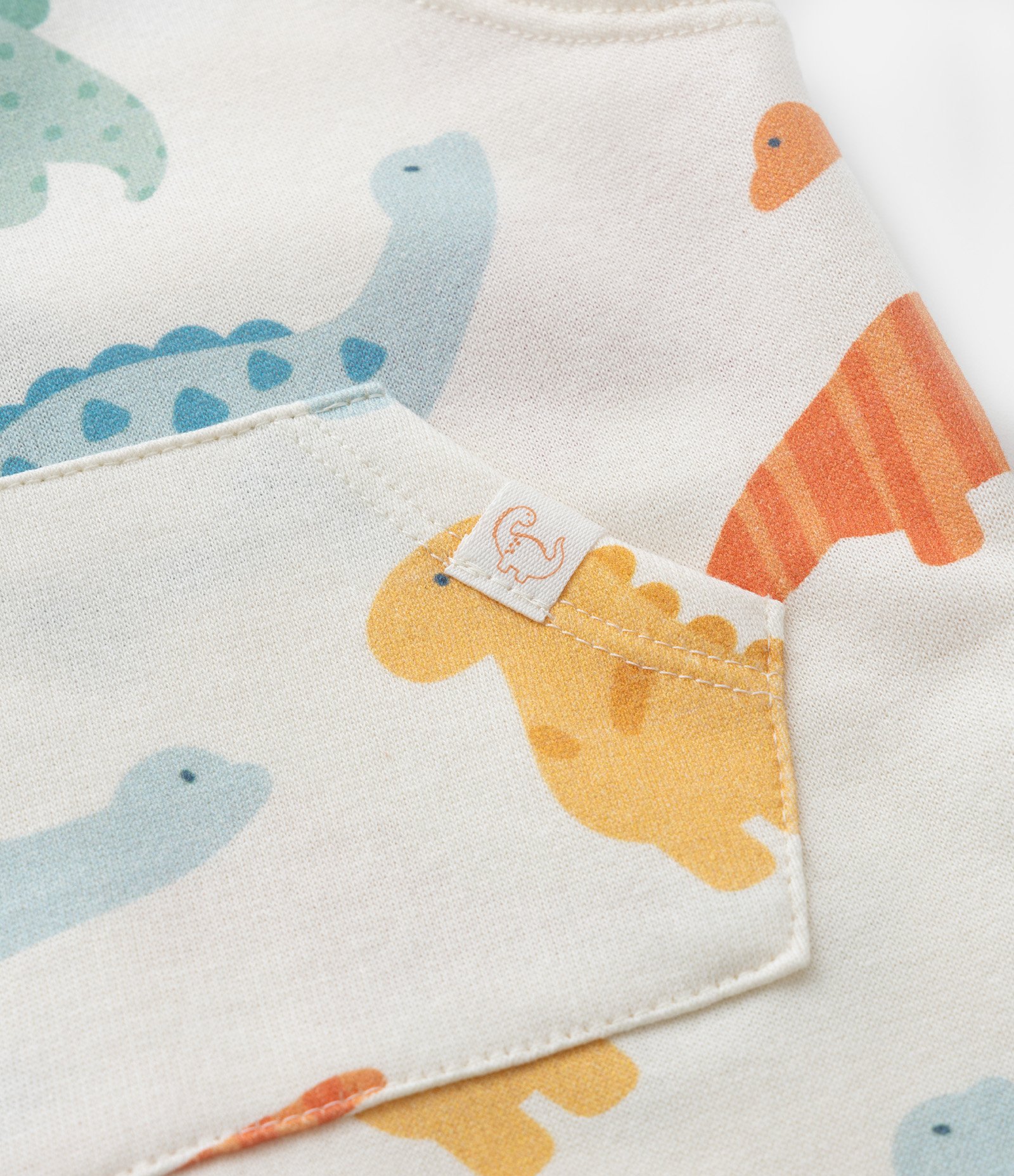 Jardineira Infantil com Bolso e Estampa Dinos - Tam 0 a 18 meses Off White 4