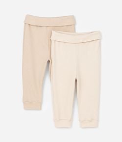 Kit 02 Calças Infantis em Ribana com Cós Dobrado - Tam RN a 18 meses