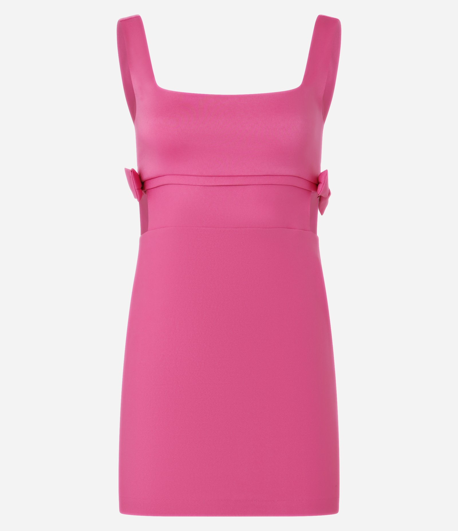 Vestido Curto em Bengaline com Recorte e Laços Laterais Rosa 4