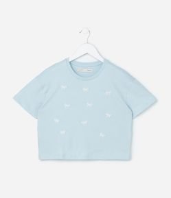 Blusa Cropped Infantil com Bordado Laços - Tam 5 a 14 Anos