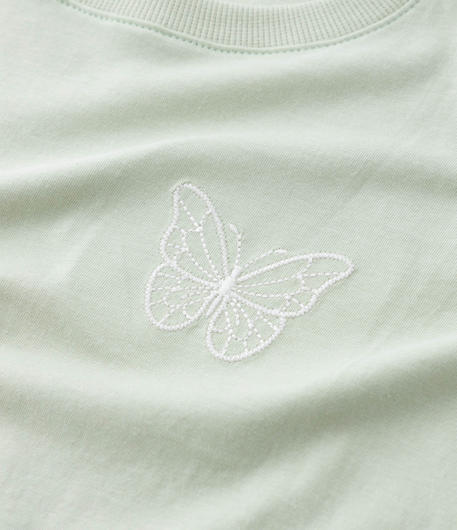 Camiseta Curta Infantil com Estampa Borboleta - Tam 5 a 14 Anos Verde 5