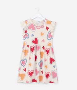 Vestido Infantil com Estampa Corações - Tam 5 a 14 Anos