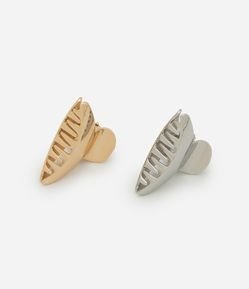 Kit 02 Piranhas de Cabelo Meia Lua em Metal