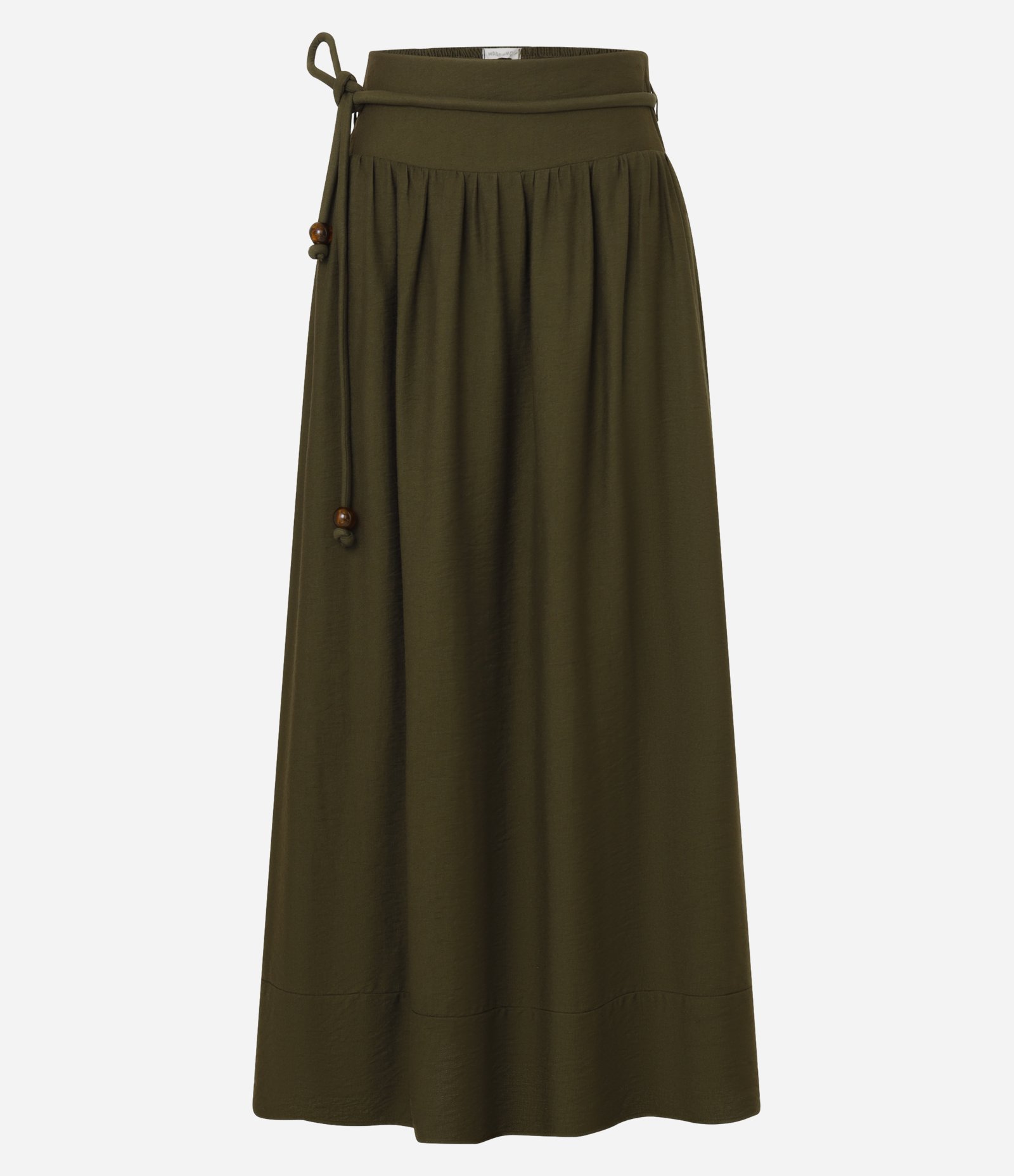 Saia Evasê Midi em Crepe com Cós Largo e Cinto Corda Verde 7