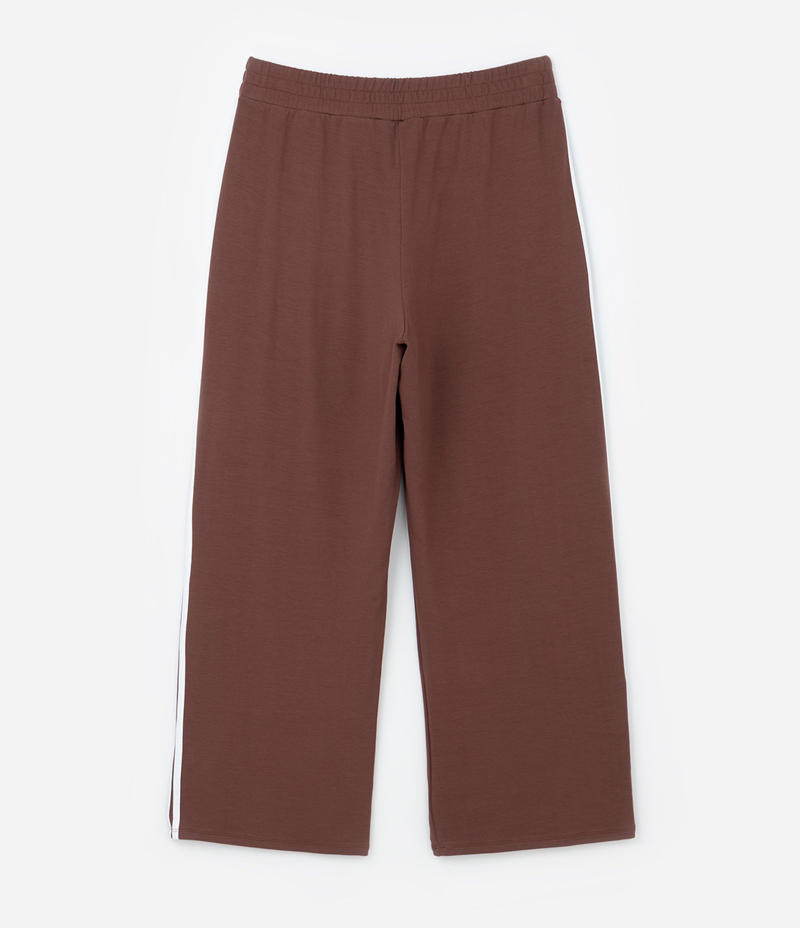 Calça Ampla Sportcore com Listras Laterais Curve & Plus Size Marrom 6