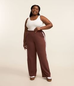Calça Ampla Sportcore com Listras Laterais Curve & Plus Size