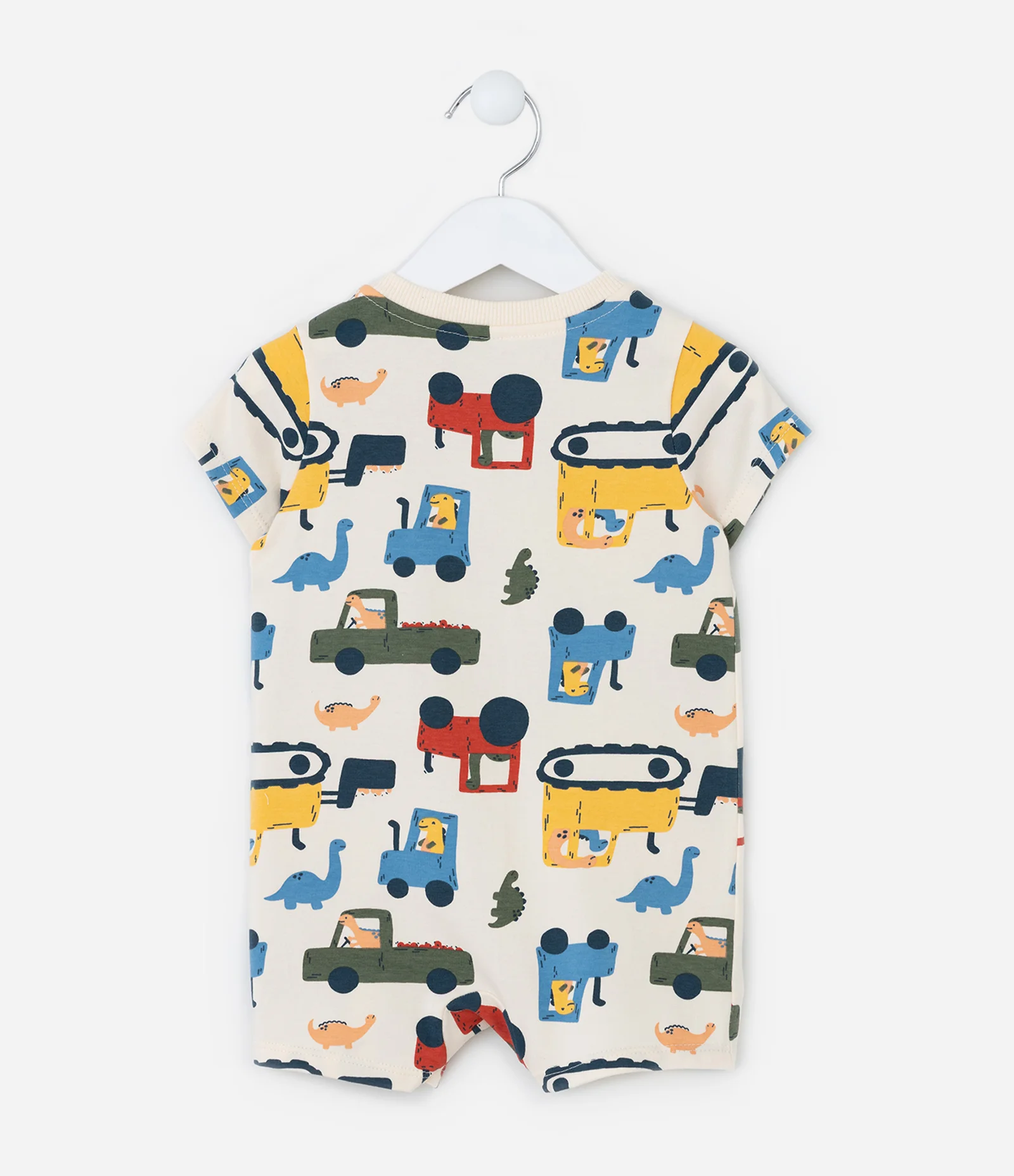 Macaquinho Infantil com Estampa Carrinhos - Tam 0 a 18 meses Bege 2