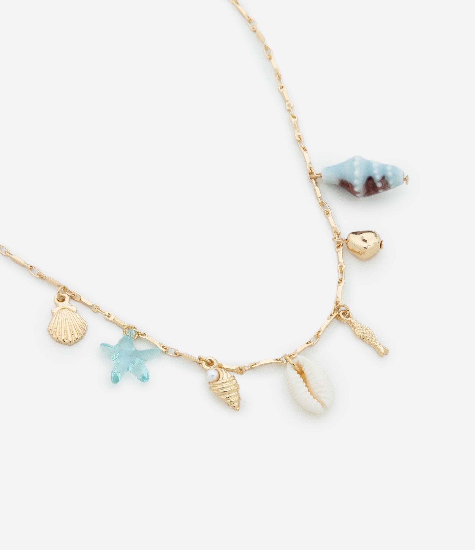 Colar Curto com Pingentes de Fundo do Mar Dourado 1