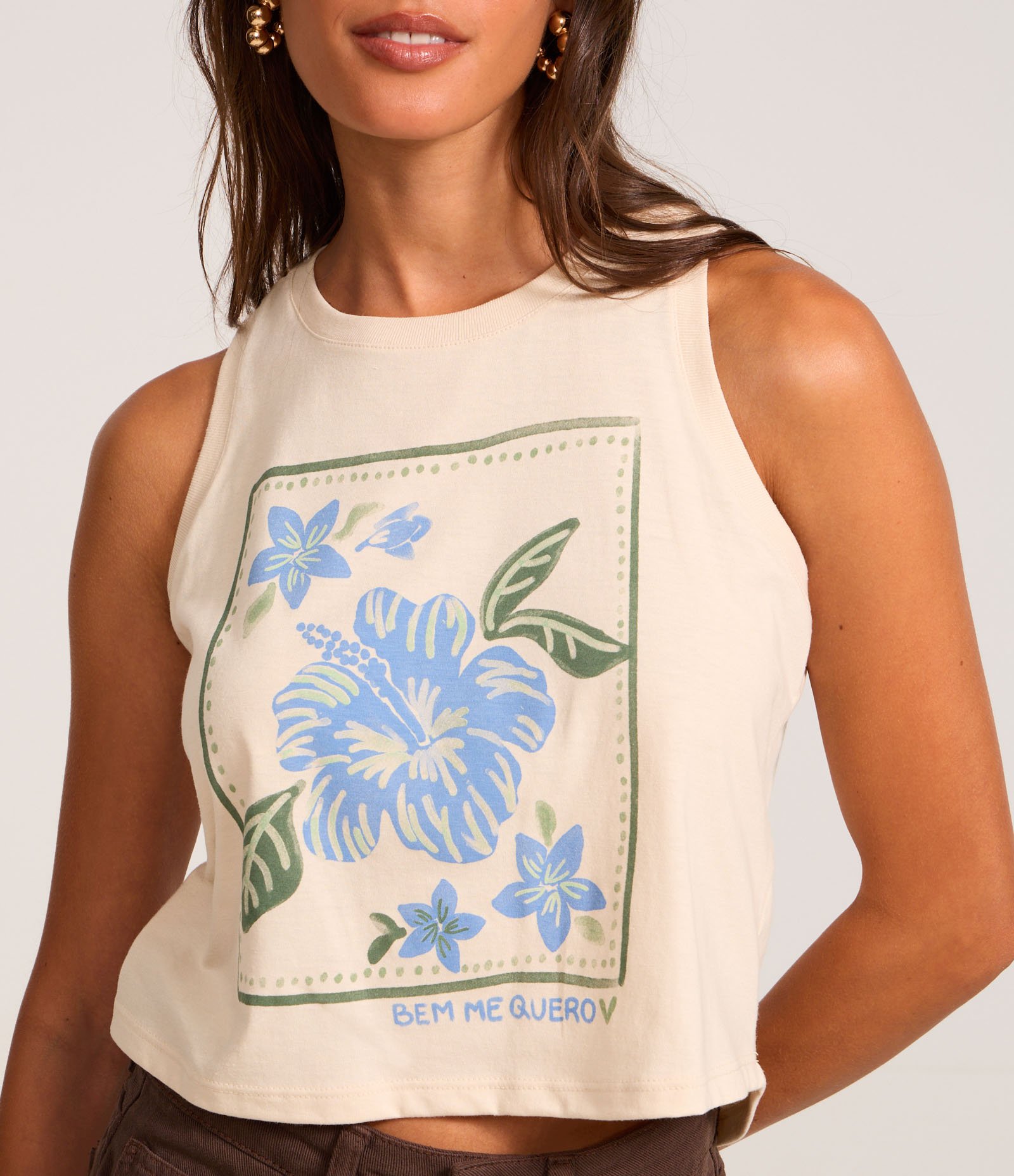 Regata com Estampa Floral e Lettering Bem me Quero Bege 3