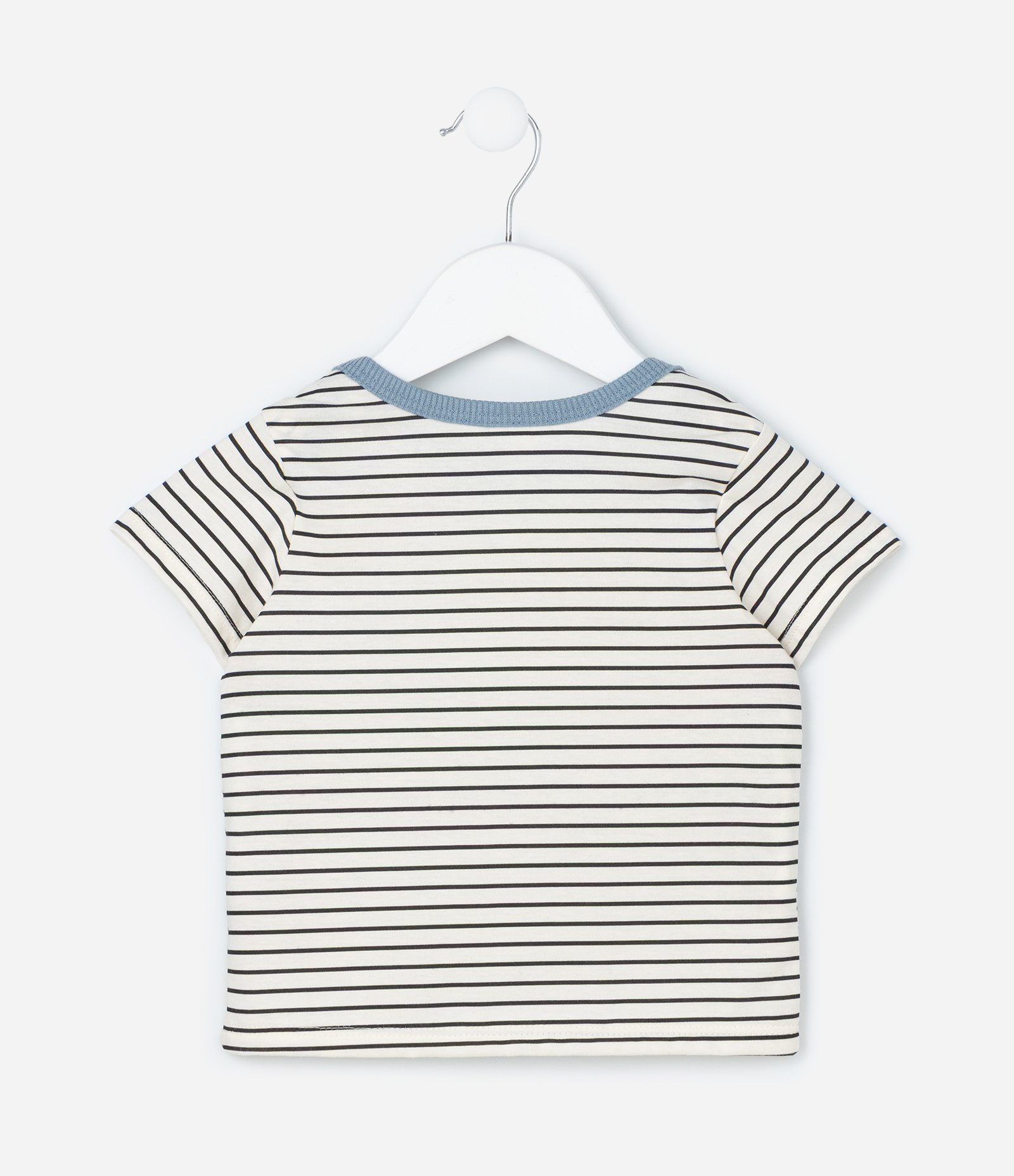 Conjunto Infantil com Bolsinho e Estampa Listrada - Tam 0 a 18 meses Azul 3