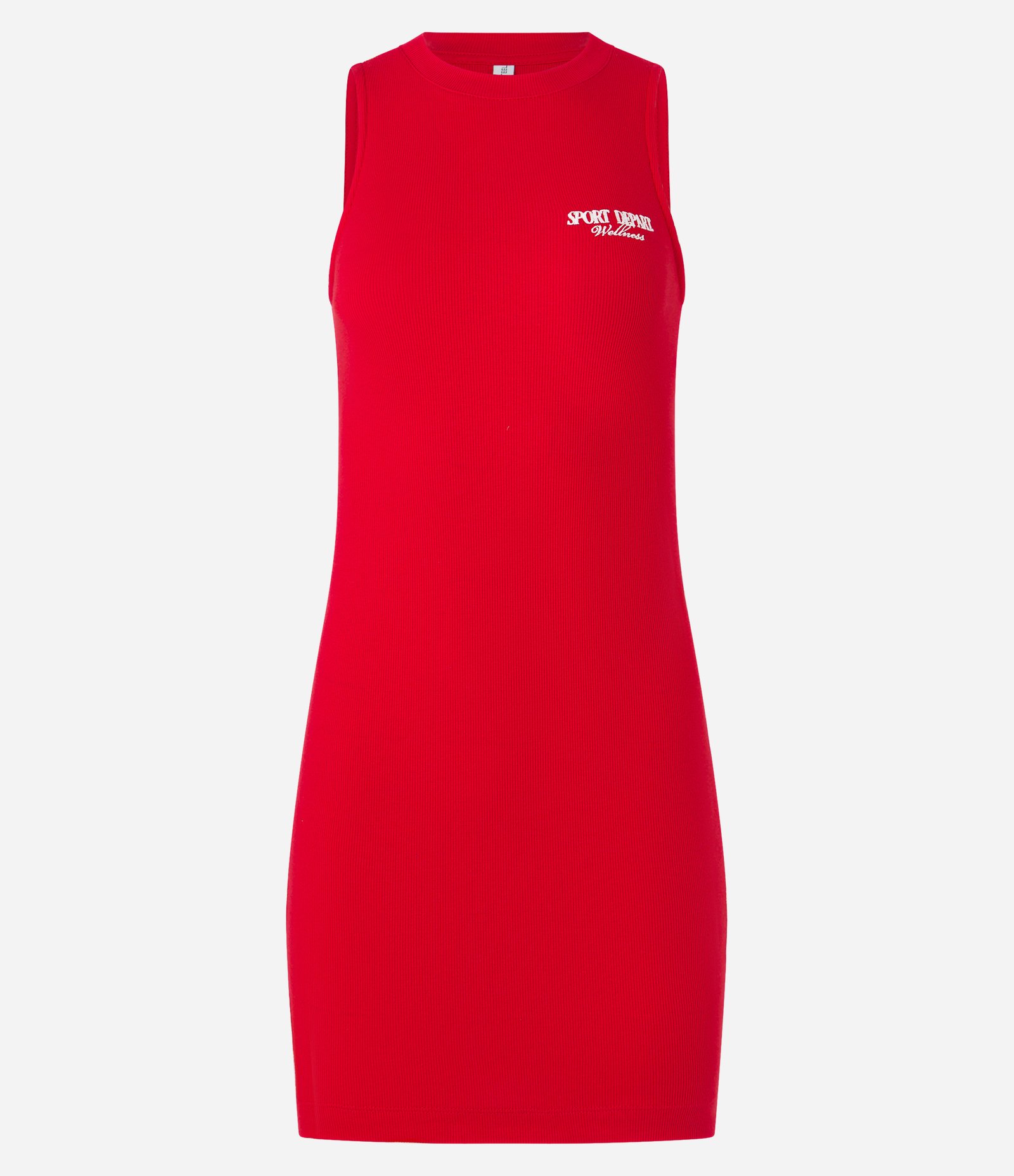 Vestido Sportcore Curto em Ribana com Gola Halter e Bordado Vermelho 4