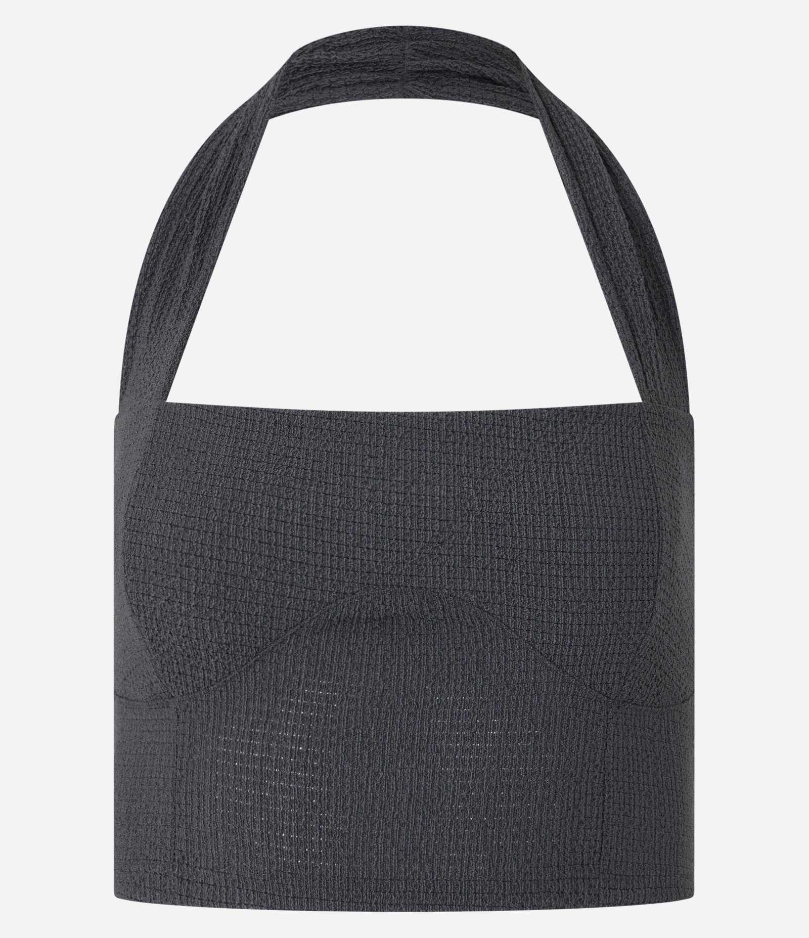 Blusa Frente Única Corsetada Texturizada Cinza 5