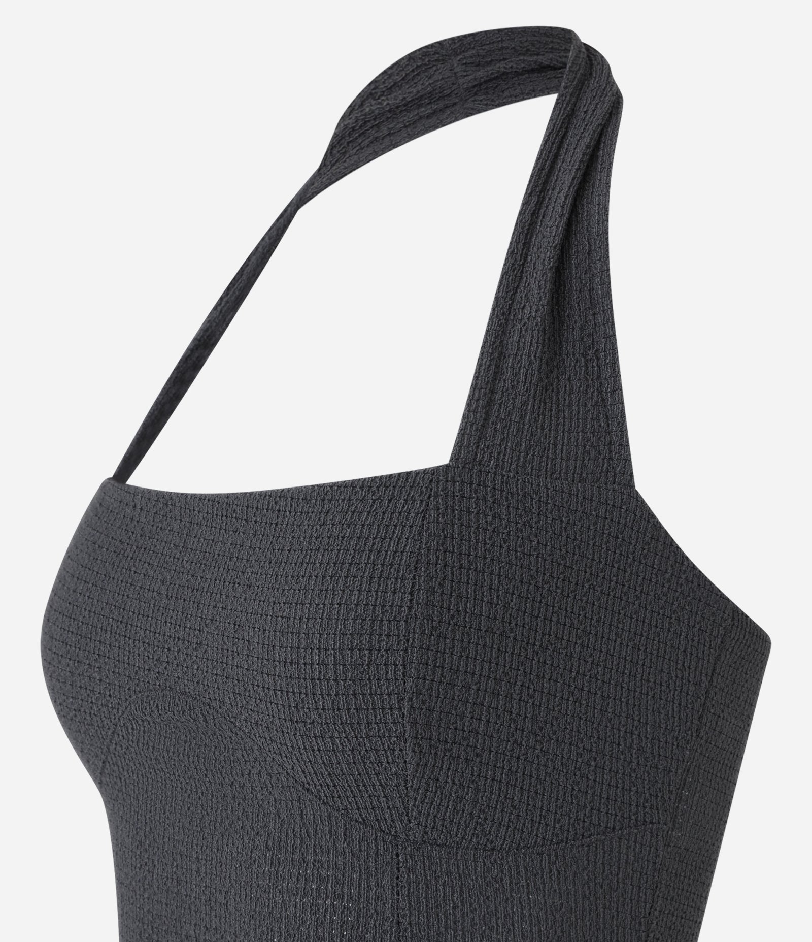 Blusa Frente Única Corsetada Texturizada Cinza 6