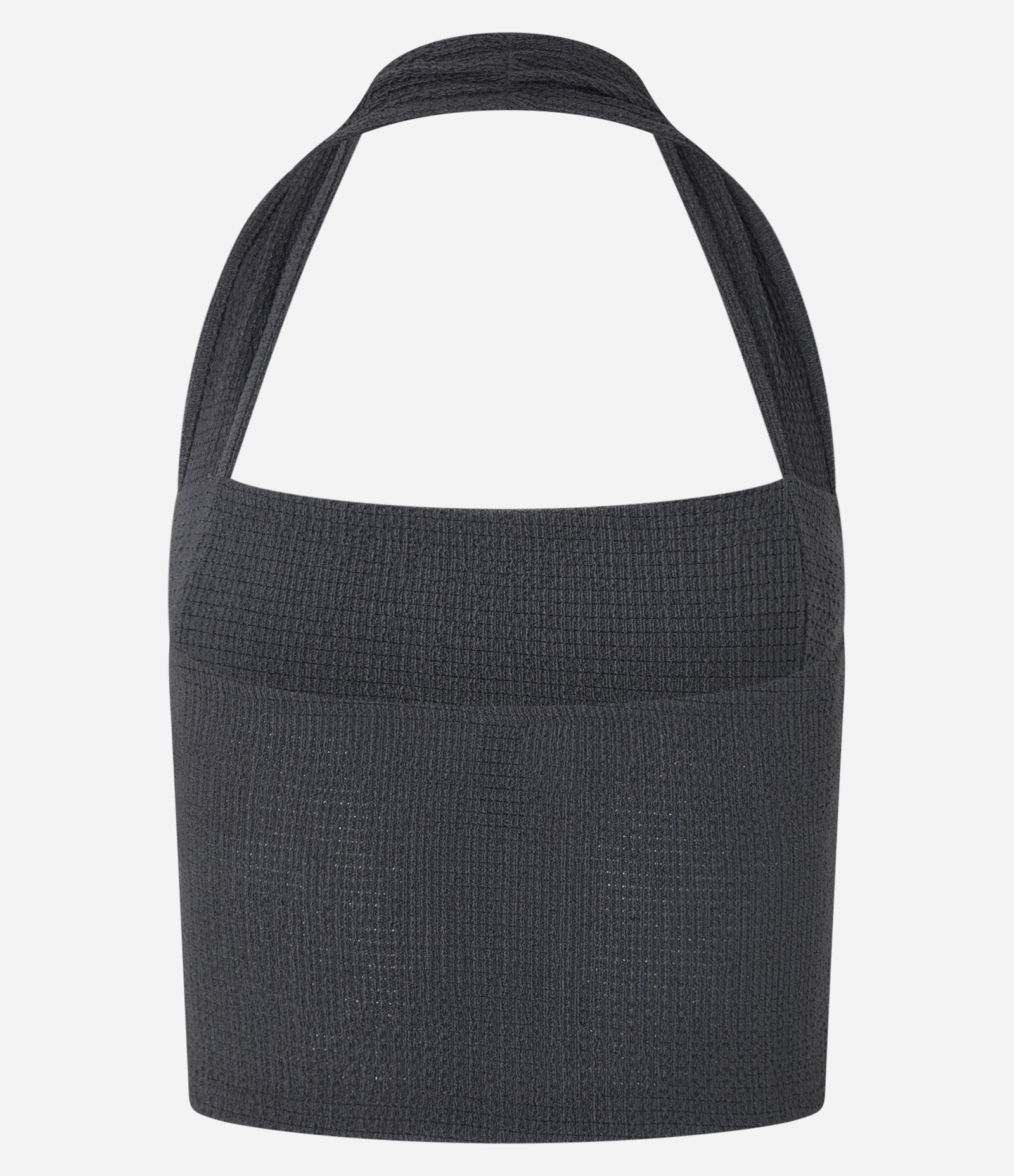 Blusa Frente Única Corsetada Texturizada Cinza 7