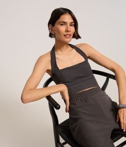 Blusa Frente Única Corsetada Texturizada