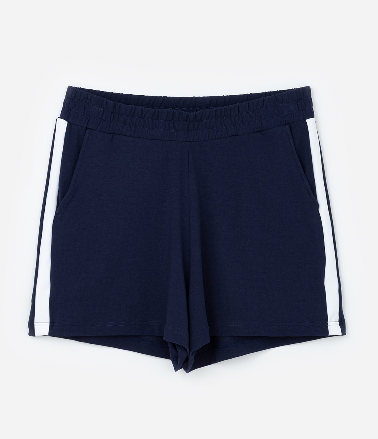 Bermuda Esportiva em Moletinho com Listra Lateral Curve & Plus Size Azul 5