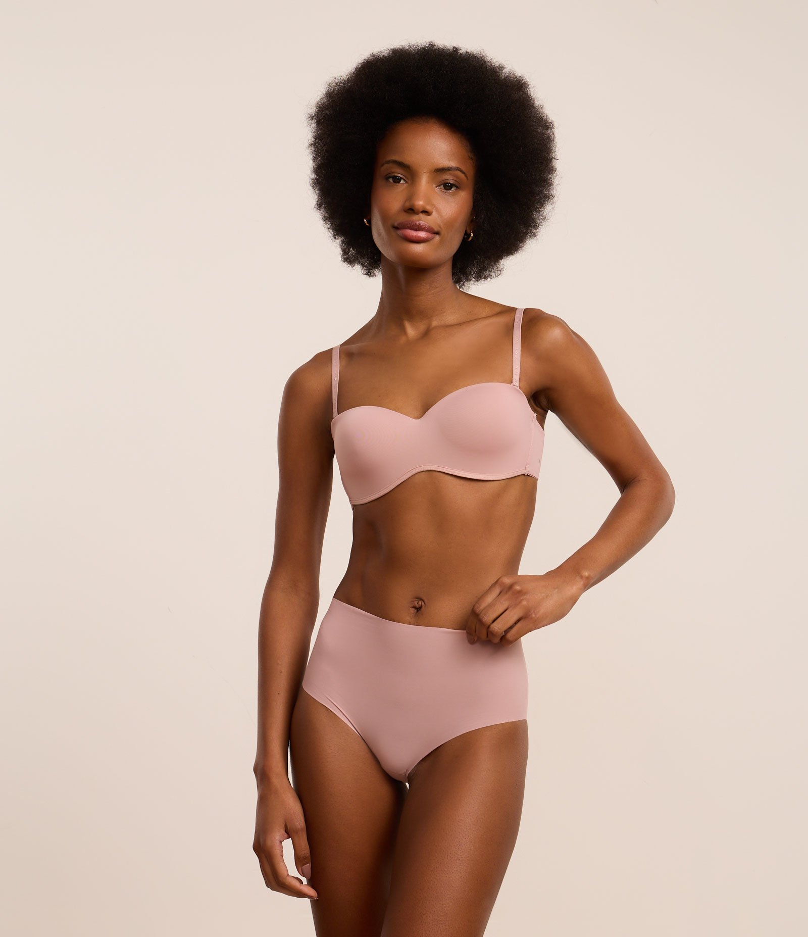 Kit 02 Calcinhas Altas em Microfibra Marrom/Rosa Neutro 3