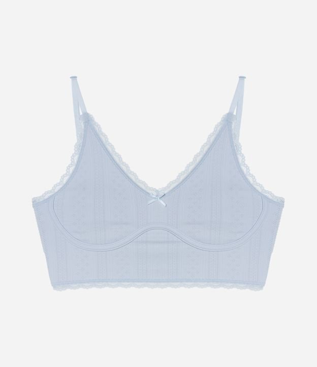 Sutiã Top Seamless Texturizado com Rendinha e Costura Abaixo do Busto