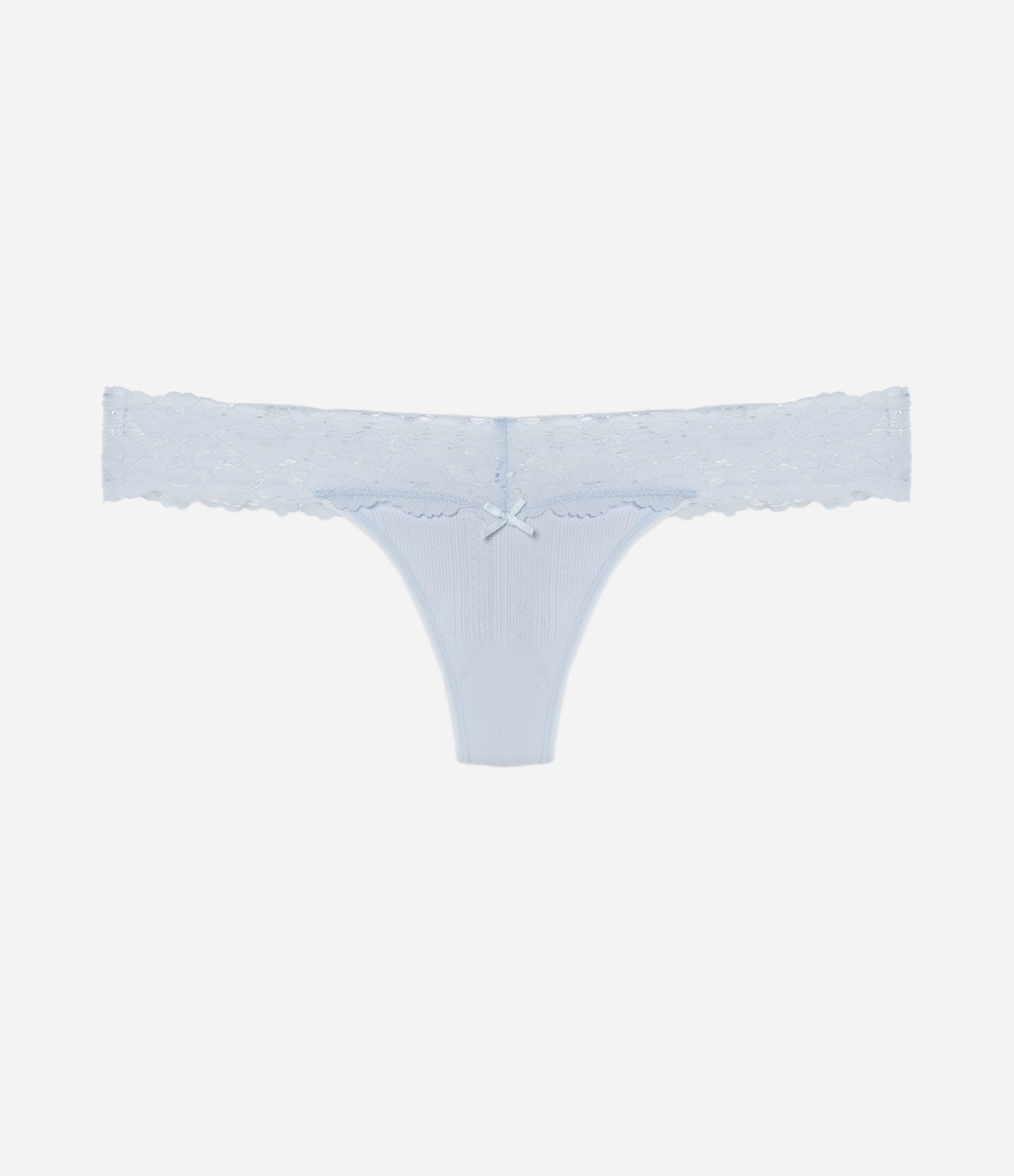 Calcinha Biquíni Fio Seamless Texturizada com Cós de Renda Azul 4