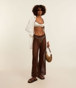 Saída de Praia Calça Efeito Crochê Vazado
