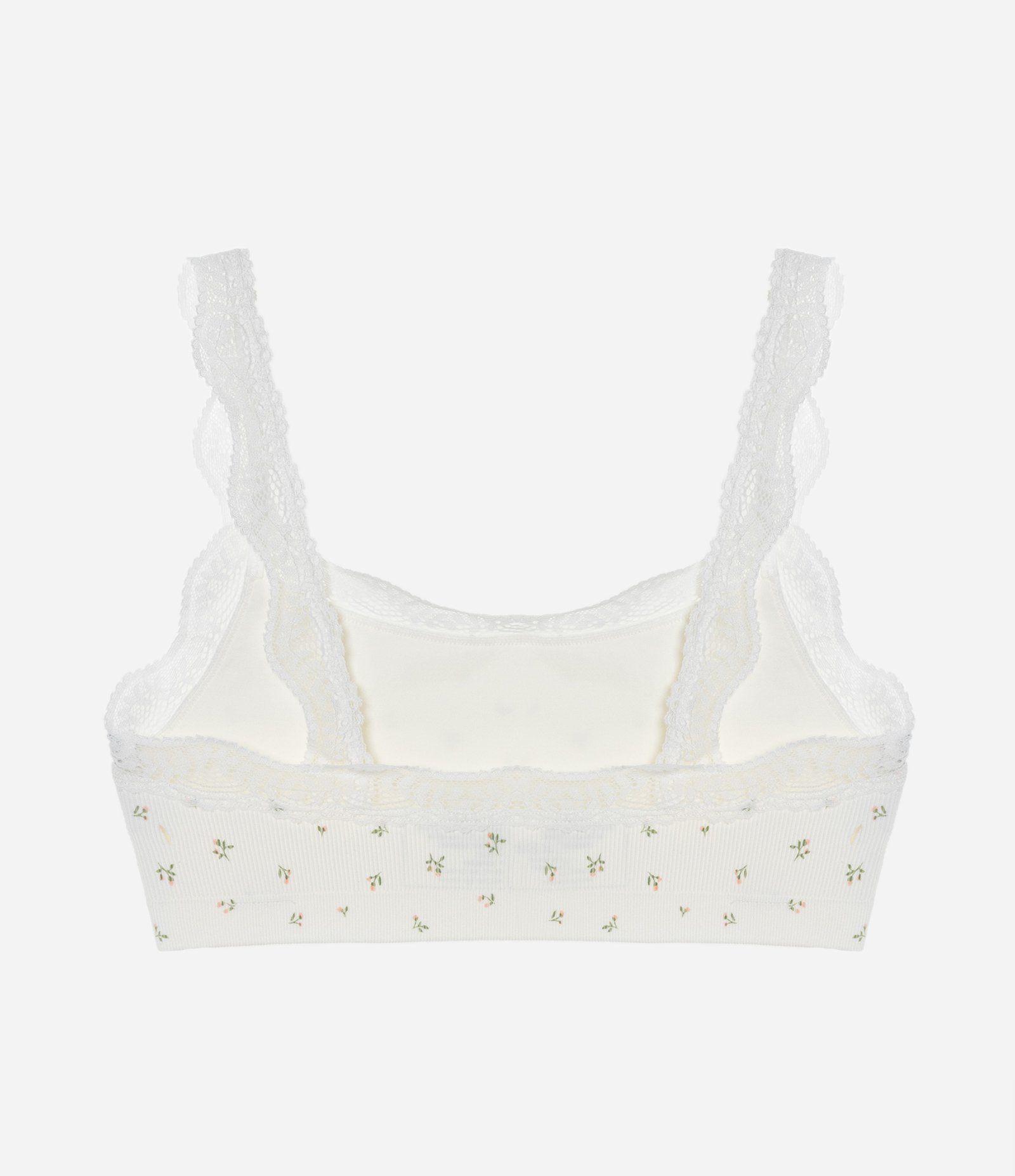 Sutiã Top Seamless Texturizado com Rendinha e Estampa Floral Off White 7