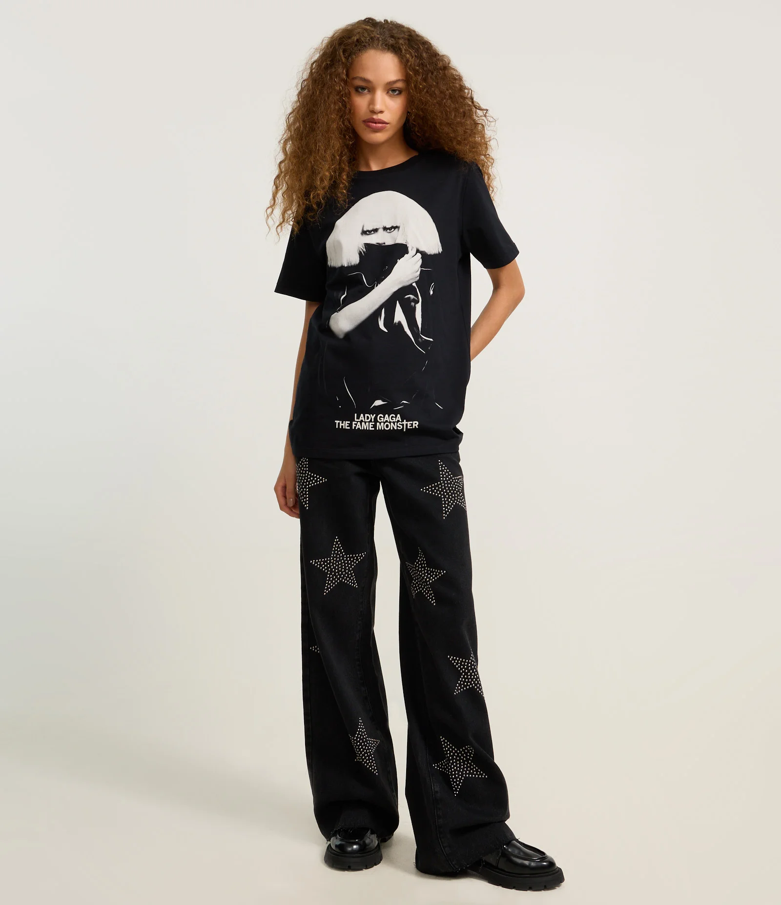 Camiseta T-shirt em Algodão com Estampa Lady Gaga Preto 2