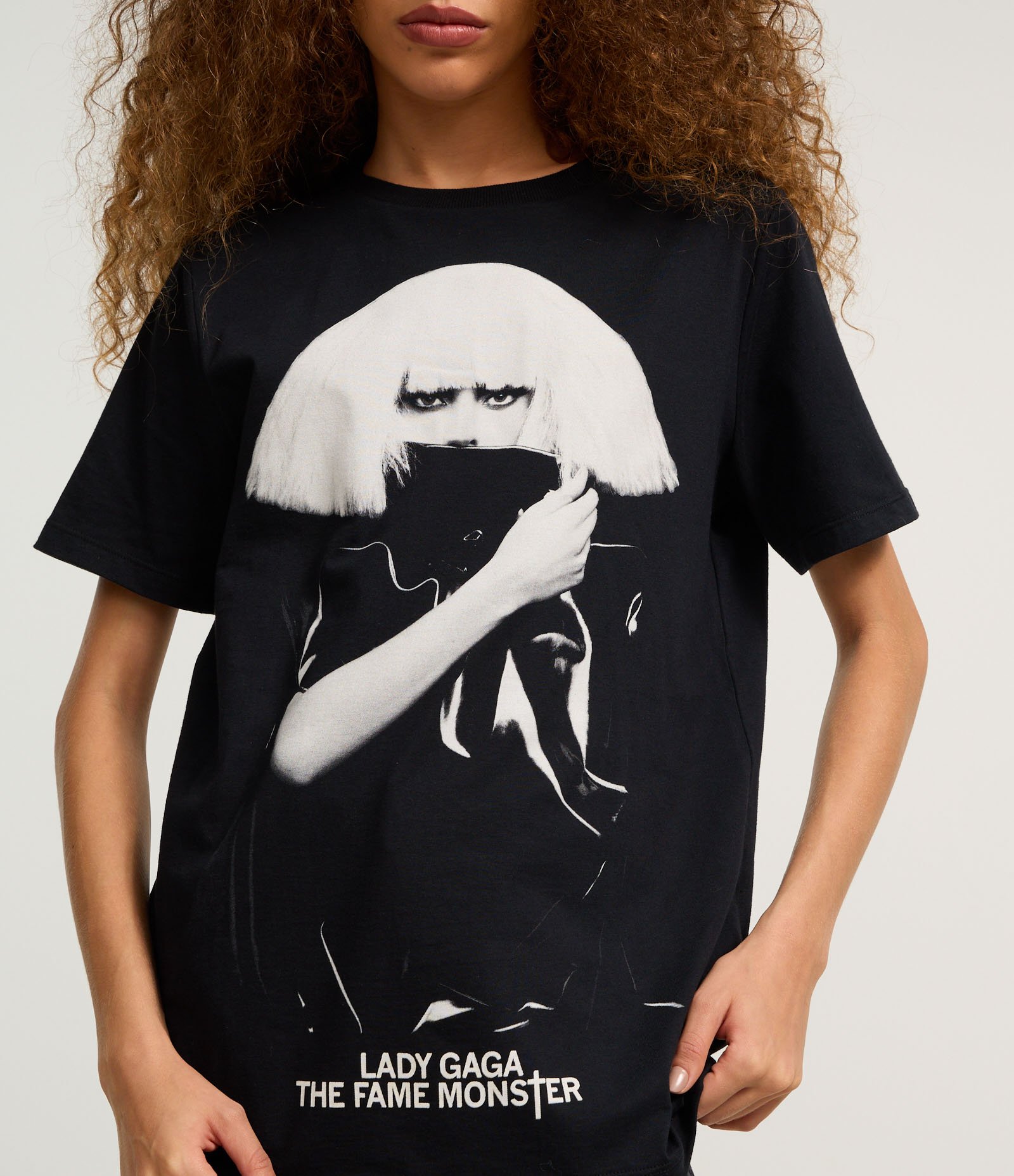 Camiseta T-shirt em Algodão com Estampa Lady Gaga Preto 3
