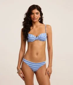 Biquíni Calcinha Básica em Microfibra Listrada com Efeito Empina Bumbum