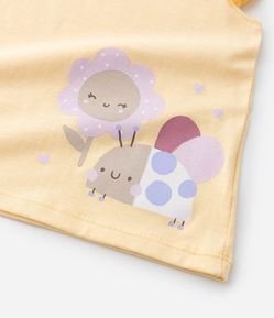 Conjunto Infantil em Algodão Estampa de Flor e Besourinha - Tam 0 A 18 Meses