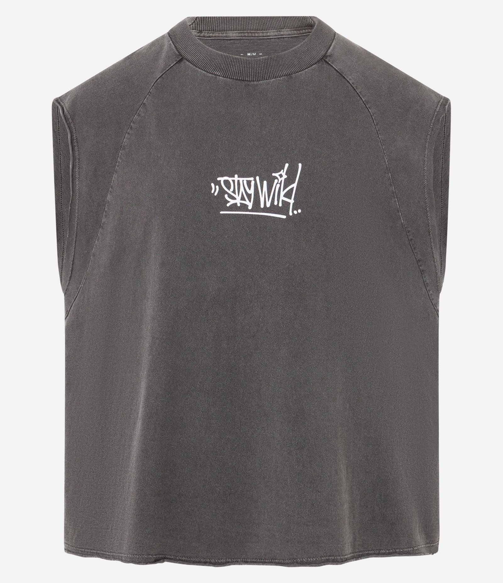 Regata Boxy em Algodão com Estampa Lettering e Efeito Estonado Preto 7