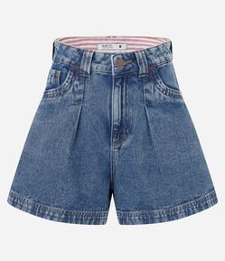 Short Mom Jeans com Cós Interno Estampado