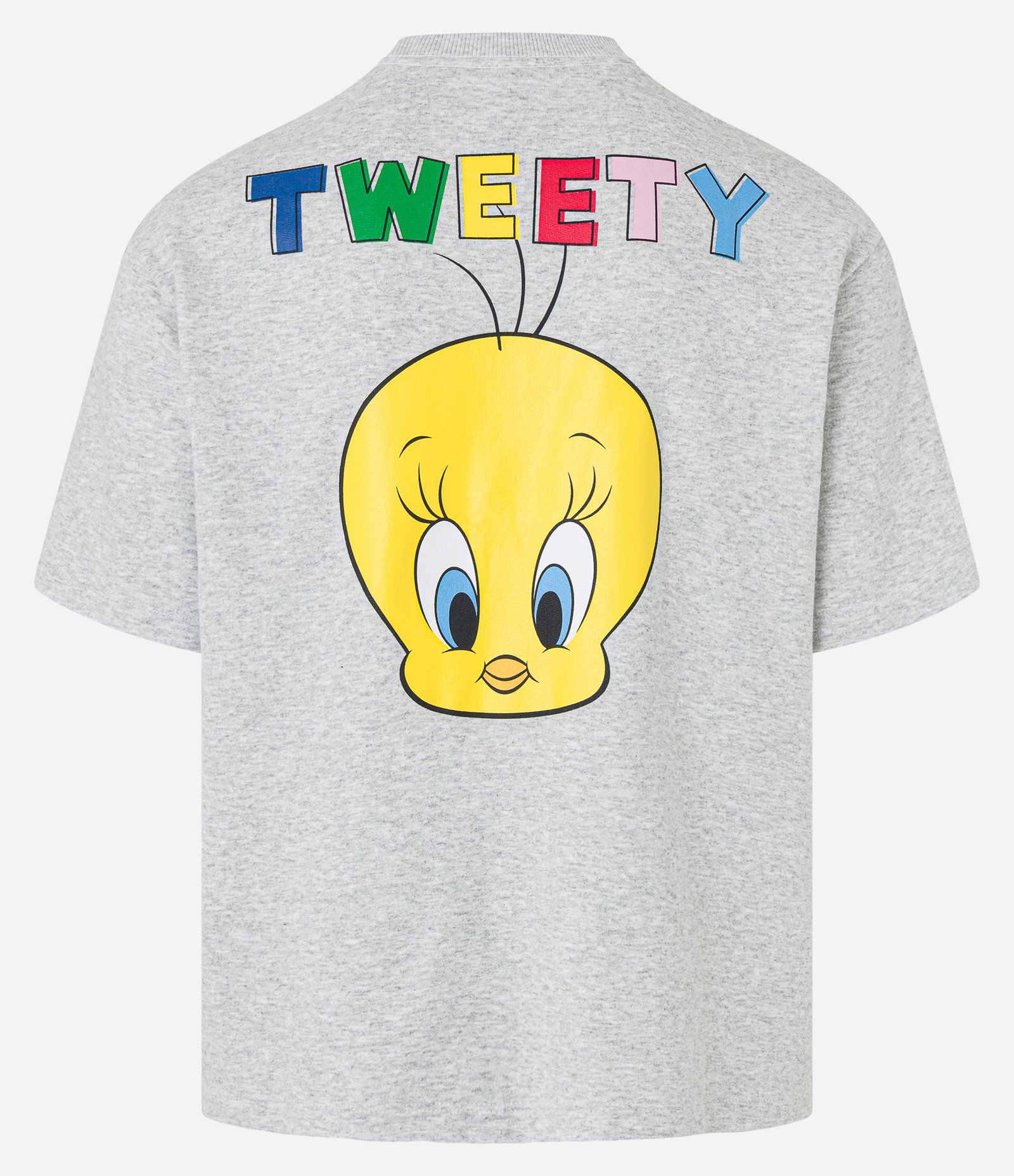 Camiseta Boxy em Moletinho Mescla com Estampa do Piu Piu e Lettering Cinza 5