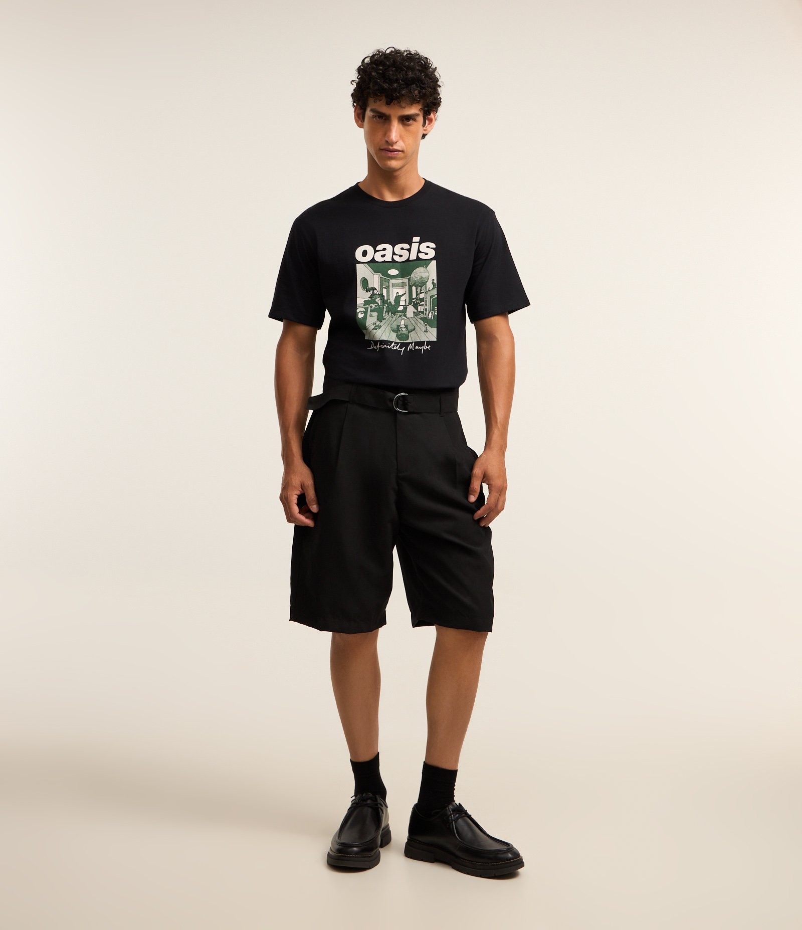 Camiseta Boxy em Algodão com Estampa Banda Oasis Preto 4