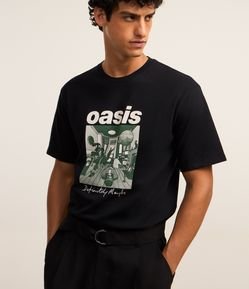 Camiseta Boxy em Algodão com Estampa Banda Oasis