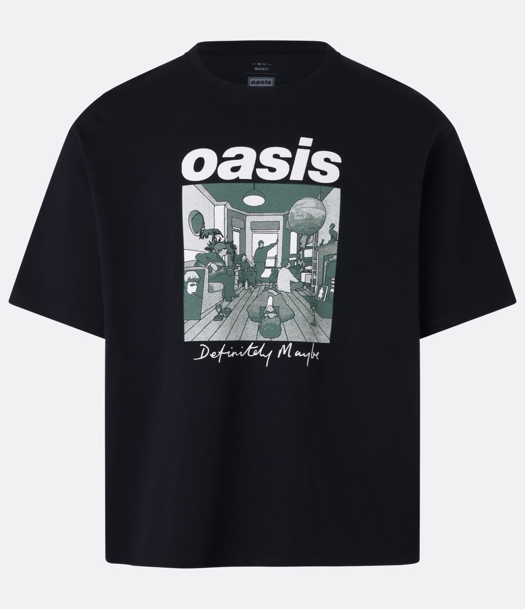 oasis Complete Single Collection Tシャツ XL Camiseta Boxy em Algodão com Estampa Banda Oasis Preto