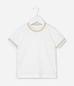Camiseta Infantil Texturizada com Viés Contrastantes - Tam 1 a 6 Anos
