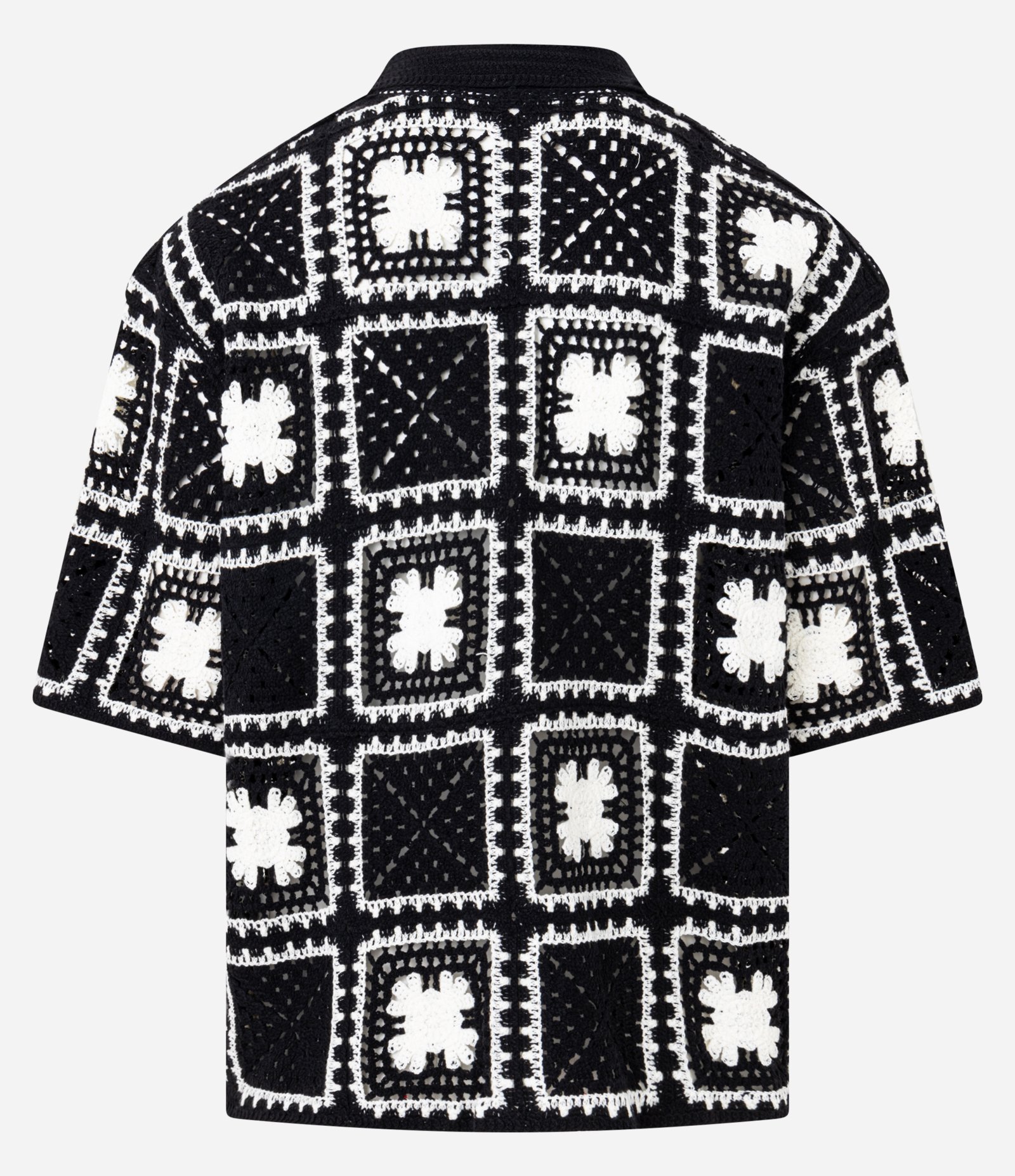 Camisa Regula em Algodão com Textura Efeito Renda Open Work Floral Preto 3