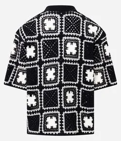 Camisa Regula em Algodão com Textura Efeito Renda Open Work Floral