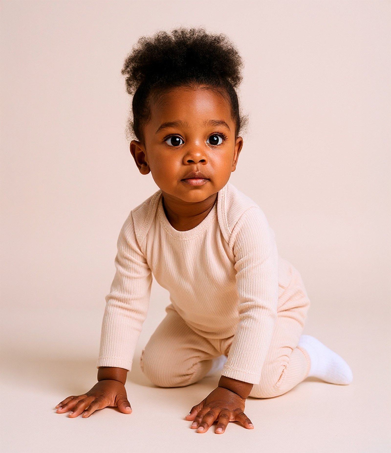 Conjunto Infantil em Ribana Básico - Tam RN a 18 meses Bege 1